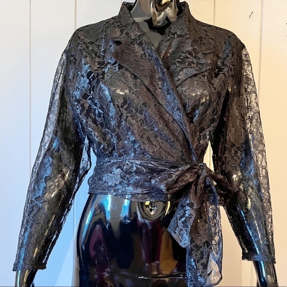 Vintage Black Lace Blouse - Picture 1 of 10